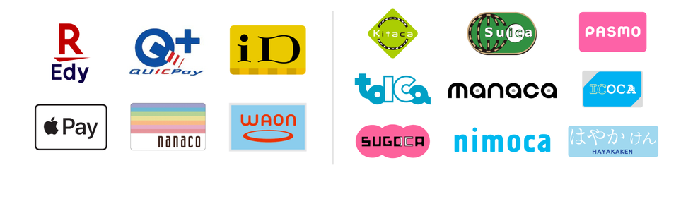 楽天Edy、QUICPay、iD、Apple Pay、nanaco、WAON、Suica・ICOCA・PASMOなど交通系電子マネーに対応